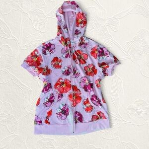 Vintage Fashion bug Women’s Short Sleeve Zip Up Hoodie Size M